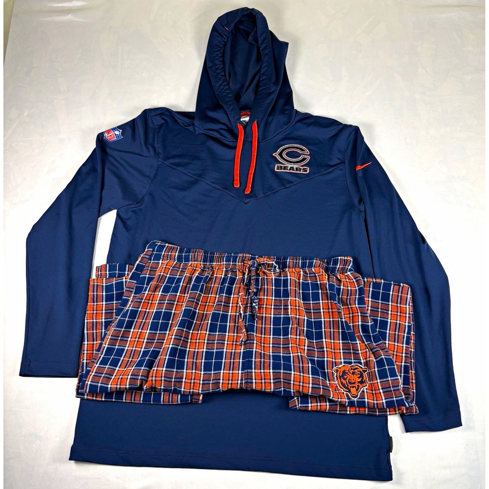 Nike Chicago Bears NFL Football Dri-FIT Men's Hoodie + Pajamas Pants Lot Large